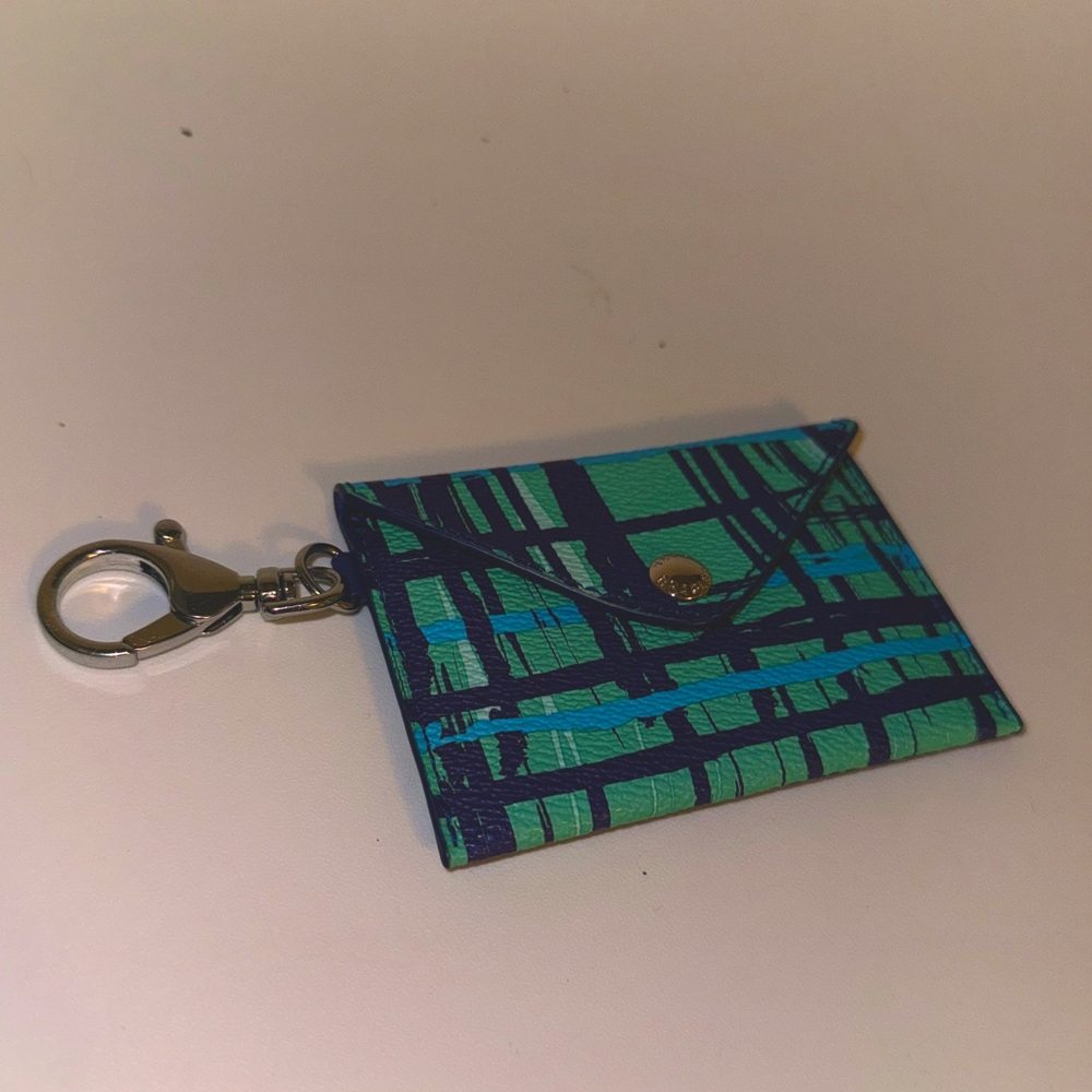 NWOT Vera Bradley Clip On Envelope Fold Wallet Blue Stripe